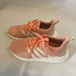 Adidas Peachy, Pink and White Running Shoes Size 10